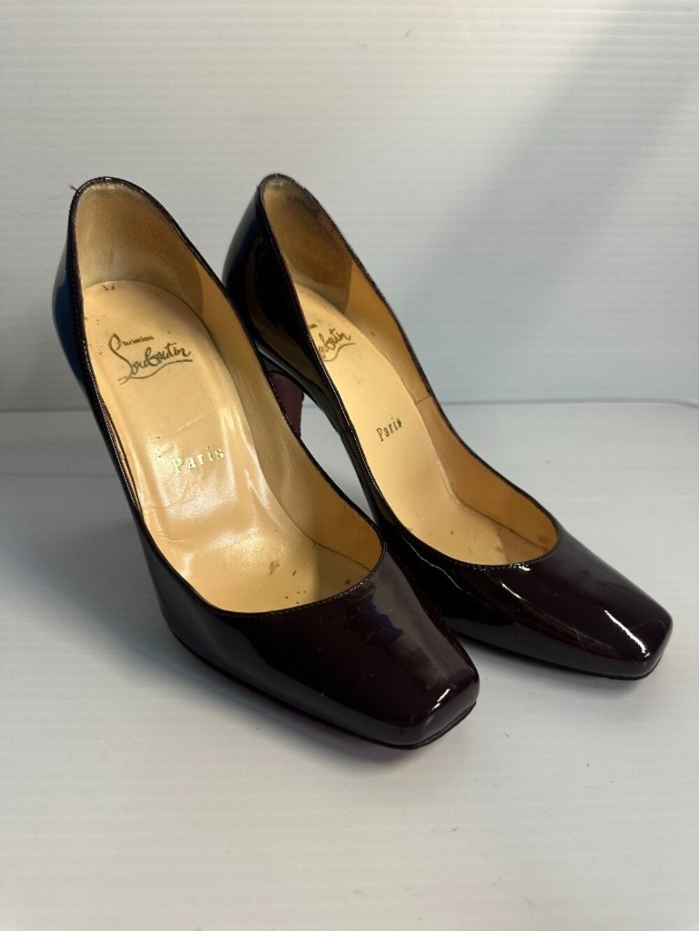 Christian Louboutin Oxblood Square Toe Heels